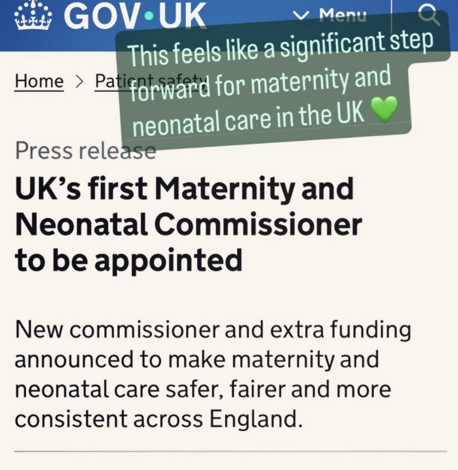 A GOV.UK press release announcing the UK's first Maternity and Neonatal Commissioner